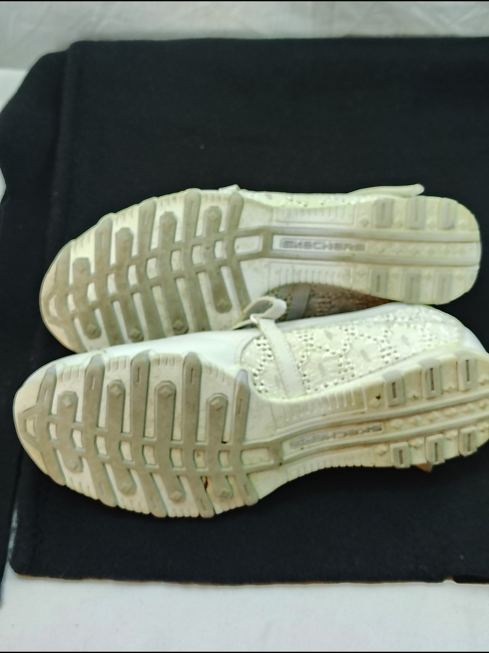 White Women's Mary Jane Flats with Floral Lace Accent - Picture 6 of 7
